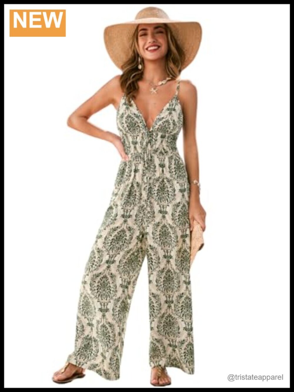 CUPSHE Boho Paisley Floral Wide Leg Jumpsuit with Pockets